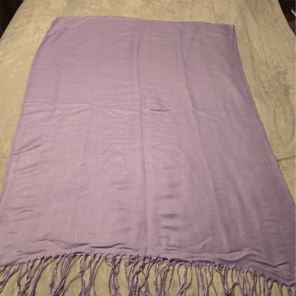 Womens Lavender Shawl with Fringed Ends Scarf Wrap Cozy